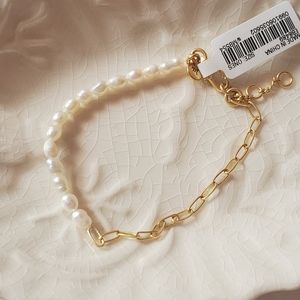 NWT Madewell freshwater pearl chain bracelet